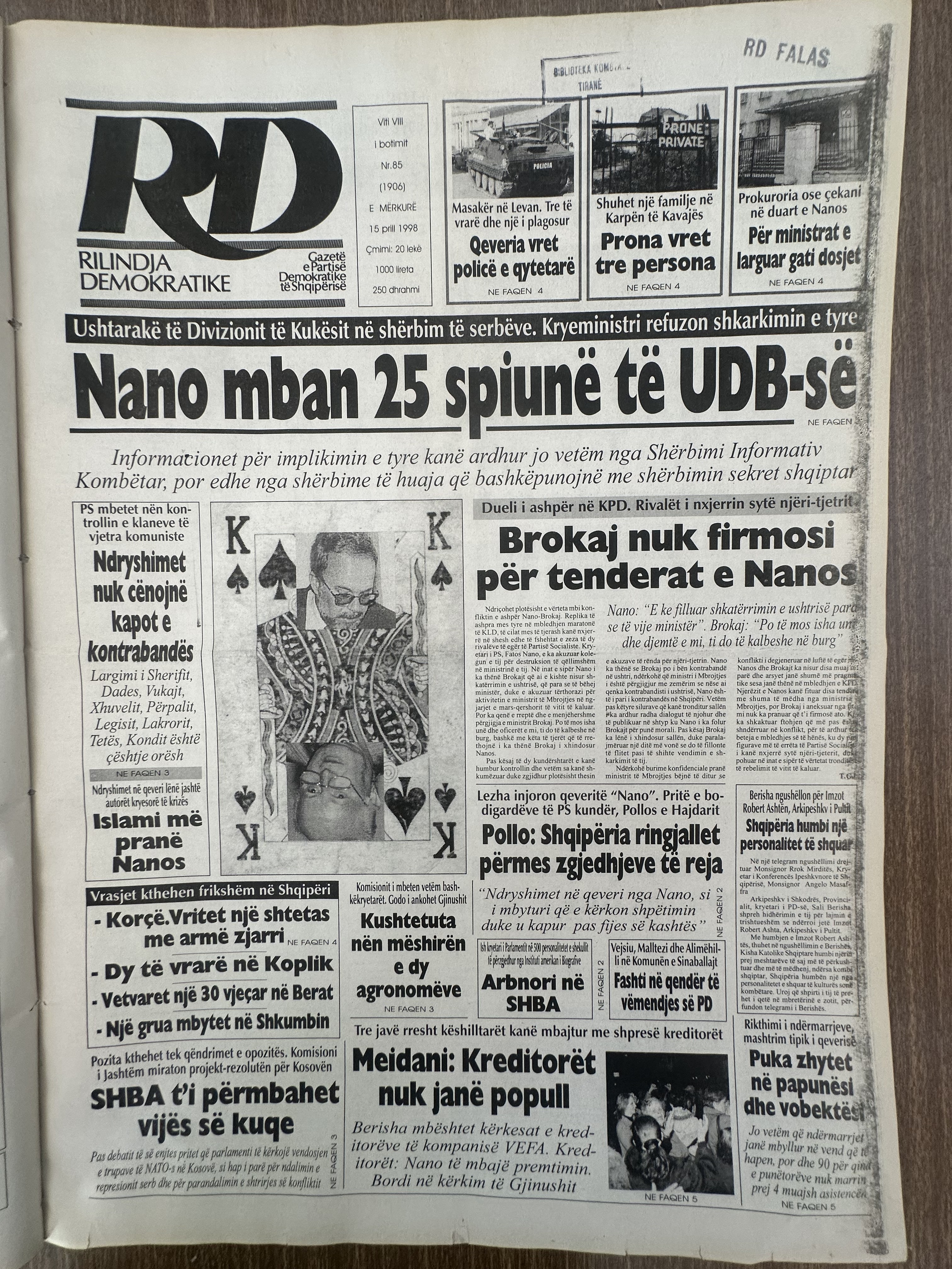Rilindja Demokratike 1998-04-15